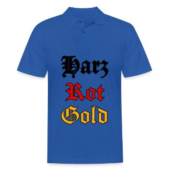 Harz Rot Gold Schriftzug Altdeutsch Deutschland - Männer Poloshirt - Royalblau - Vorne - Kai (181cm)