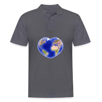 Earth Heart Heart Heart Gift Idea Planet Geography - Men's Polo Shirt - charcoal grey - Front - Nico (186cm)