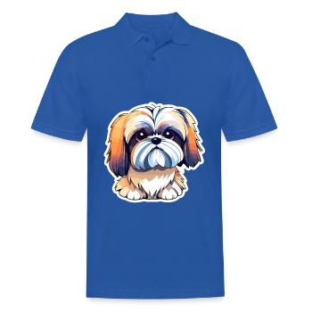 Shih Tzu Dog Drawing - Men's Polo Shirt - royal blue - Front - Kai (181cm)