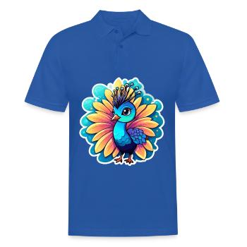 Peacock Bird Drawing - Men's Polo Shirt - royal blue - Front - Kai (181cm)