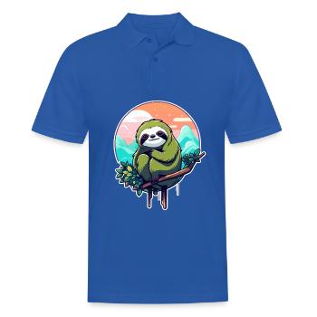 Faultier Zeichnung - Männer Poloshirt - Royalblau - Vorne - Kai (181cm)