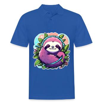 Faultier Zeichnung - Männer Poloshirt - Royalblau - Vorne - Kai (181cm)