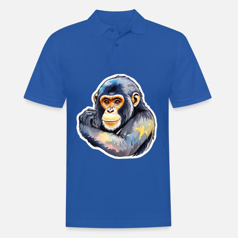 Affe Wasserfarben - Männer Poloshirt - Royalblau