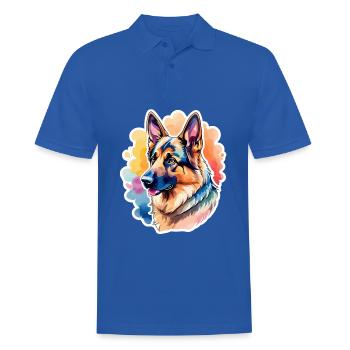 Deutscher Schäferhund Wasserfarben - Männer Poloshirt - Royalblau - Vorne - Kai (181cm)