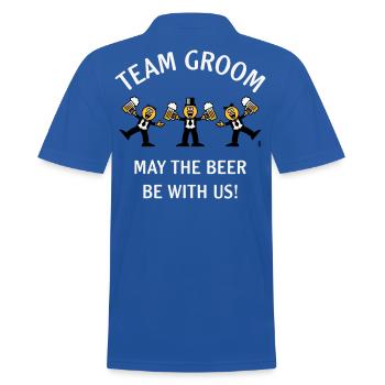 Team Groom (Caricature / Bière avec nous / 3C / W) - Polo Homme - bleu royal - Dos - Kai (181cm)