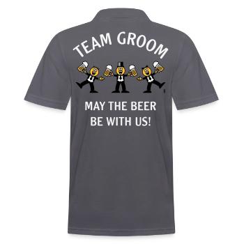 Team Groom (Karikatur / Bier mit uns / 3C / W) - Männer Poloshirt - Anthrazit - Hinten - Nico (186cm)