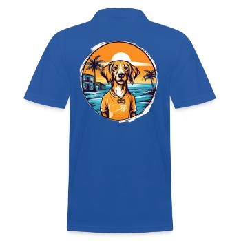 Chien avec coucher de soleil sur la plage - Polo Homme - bleu royal - Dos - Kai (181cm)