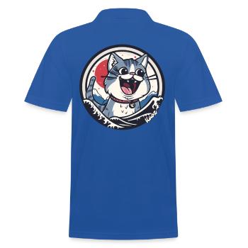 Glückliche Katze in der Welle - Männer Poloshirt - Royalblau - Hinten - Kai (181cm)