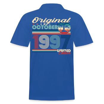 October Born 1997 25th Birthday Gift - Men's Polo Shirt - royal blue - Back - Kai (181cm)