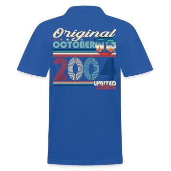 October Vintage 2004 18th Birthday Gift - Men's Polo Shirt - royal blue - Back - Kai (181cm)
