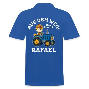 Rafael Vorname Traktor - Männer Poloshirt - Royalblau - Hinten - Kai (181cm)