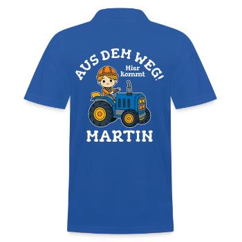 Martin Vorname Traktor - Männer Poloshirt - Royalblau - Hinten - Kai (181cm)