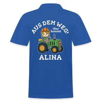 Alina Name Traktor - Männer Poloshirt - Royalblau - Hinten - Kai (181cm)