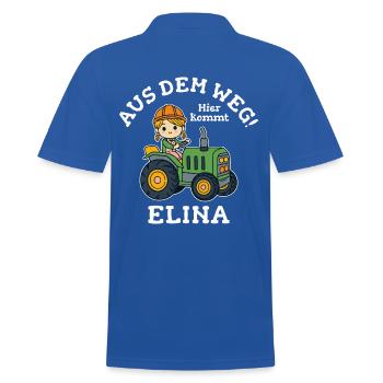 Elina Name Traktor - Männer Poloshirt - Royalblau - Hinten - Kai (181cm)
