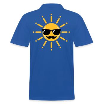 Drôle De Soleil Avec Lunettes De Soleil Et Moustache 3C - Polo Homme - bleu royal - Dos - Kai (181cm)