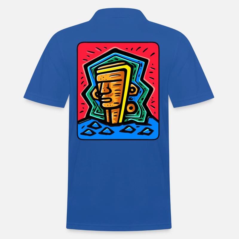 Abstrakte buntes Tiki - Männer Poloshirt - Royalblau