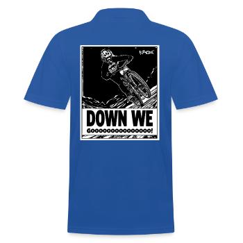 Abwärts geht es: Downhill mountain bike - Männer Poloshirt - Royalblau - Hinten - Kai (181cm)
