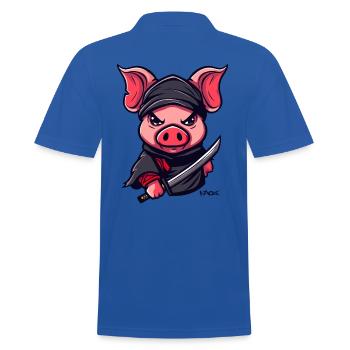 Ninja Pig - Men's Polo Shirt - royal blue - Back - Kai (181cm)