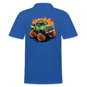 Kubischer Gaming Pixel Monster Truck - Männer Poloshirt - Royalblau - Hinten - Kai (181cm)