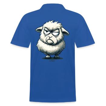 Ein genervtes Cartoon-Schaf - Männer Poloshirt - Royalblau - Hinten - Kai (181cm)