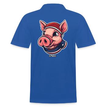 Ein patriotisches Sport Schwein - Männer Poloshirt - Royalblau - Hinten - Kai (181cm)
