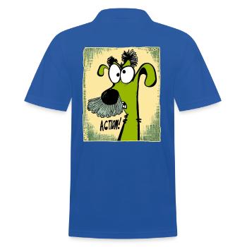 Chien directeur fou et drôle en action - Polo Homme - bleu royal - Dos - Kai (181cm)