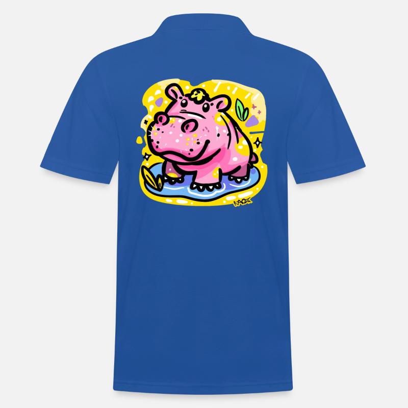 Hippopotame coloré et mignon - Polo Homme - bleu royal