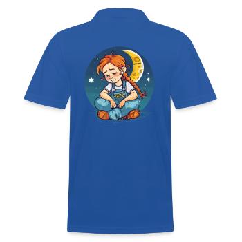 Schlafen rothaariges Mädchen mit Mond und Sternen - Männer Poloshirt - Royalblau - Hinten - Kai (181cm)