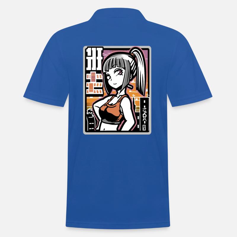 Anime freches Stadt Mädchen - Männer Poloshirt - Royalblau