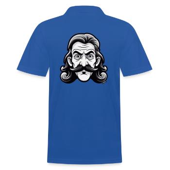 Schnurrbart Mann mit Nacken-Matte Vokuhila - Männer Poloshirt - Royalblau - Hinten - Kai (181cm)