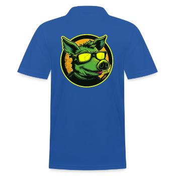Green Cool Pig: All Poop - Men's Polo Shirt - royal blue - Back - Kai (181cm)