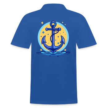Blauer Schiffsanker, Symbol Schiff Anker - Männer Poloshirt - Royalblau - Hinten - Kai (181cm)