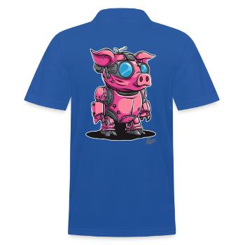 Cyber Cyborg Robot Pig - Men's Polo Shirt - royal blue - Back - Kai (181cm)