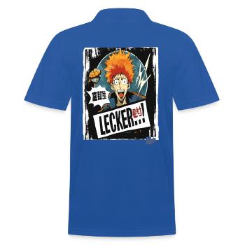 Ramen de dessin animé : Le gars dit « Miam ! » - Polo Homme - bleu royal - Dos - Kai (181cm)