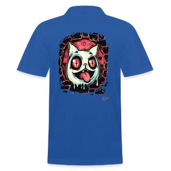 Crazy cat crossed out eyes from hell - Men's Polo Shirt - royal blue - Back - Kai (181cm)