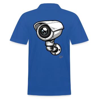 Caméra de sécurité de dessin animé : Caméras toujours visibles - Polo Homme - bleu royal - Dos - Kai (181cm)
