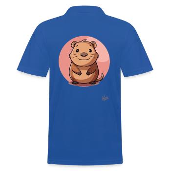 Niedlicher und fröhlicher bescheidener Hamster - Männer Poloshirt - Royalblau - Hinten - Kai (181cm)