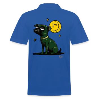 Tired Schnauzer: Dog with Moon and Stars - Men's Polo Shirt - royal blue - Back - Kai (181cm)
