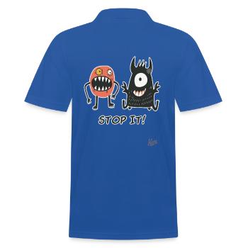 Stop it! Little funny stupid monsters - Men's Polo Shirt - royal blue - Back - Kai (181cm)