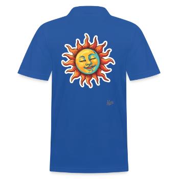 Fröhliche, entspannte Retro-Sonne - Männer Poloshirt - Royalblau - Hinten - Kai (181cm)
