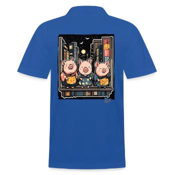 Lustige Schweine in Tokio - Männer Poloshirt - Royalblau - Hinten - Kai (181cm)