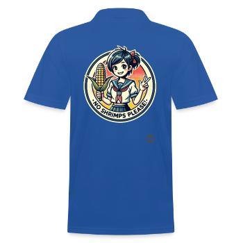 Pas de crevettes : fille de dessin animé avec des épis de maïs - Polo Homme - bleu royal - Dos - Kai (181cm)