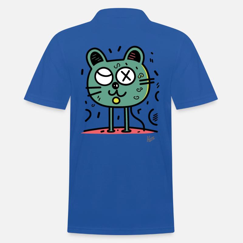 Lustiger Cartoon-Kater oder Katze - Männer Poloshirt - Royalblau