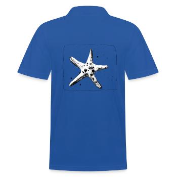 Cooler Seestern handgezeichnet in Schwarz - Männer Poloshirt - Royalblau - Hinten - Kai (181cm)