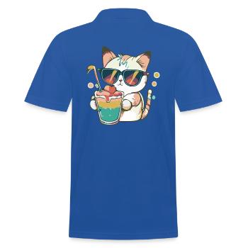 The Casual Cat - Men's Polo Shirt - royal blue - Back - Kai (181cm)