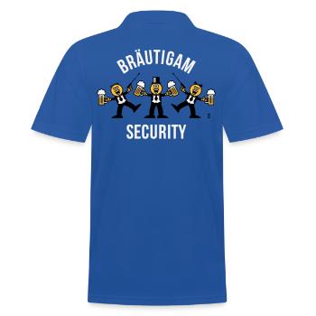 Bräutigam Security (JGA / Karikatur / Tanz / 3C W) - Männer Poloshirt - Royalblau - Hinten - Kai (181cm)