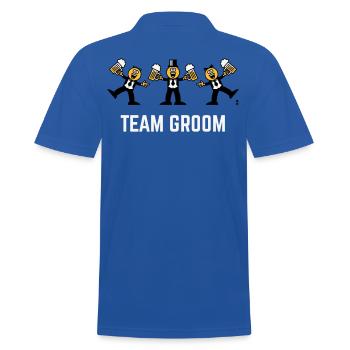 Team Groom (Stag Party, Caricature, Dance, 3C, W) - Men's Polo Shirt - royal blue - Back - Kai (181cm)