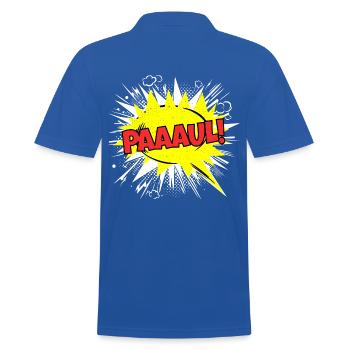 Paul Name Funny Speech Bubble Paaaul! - Men's Polo Shirt - royal blue - Back - Kai (181cm)