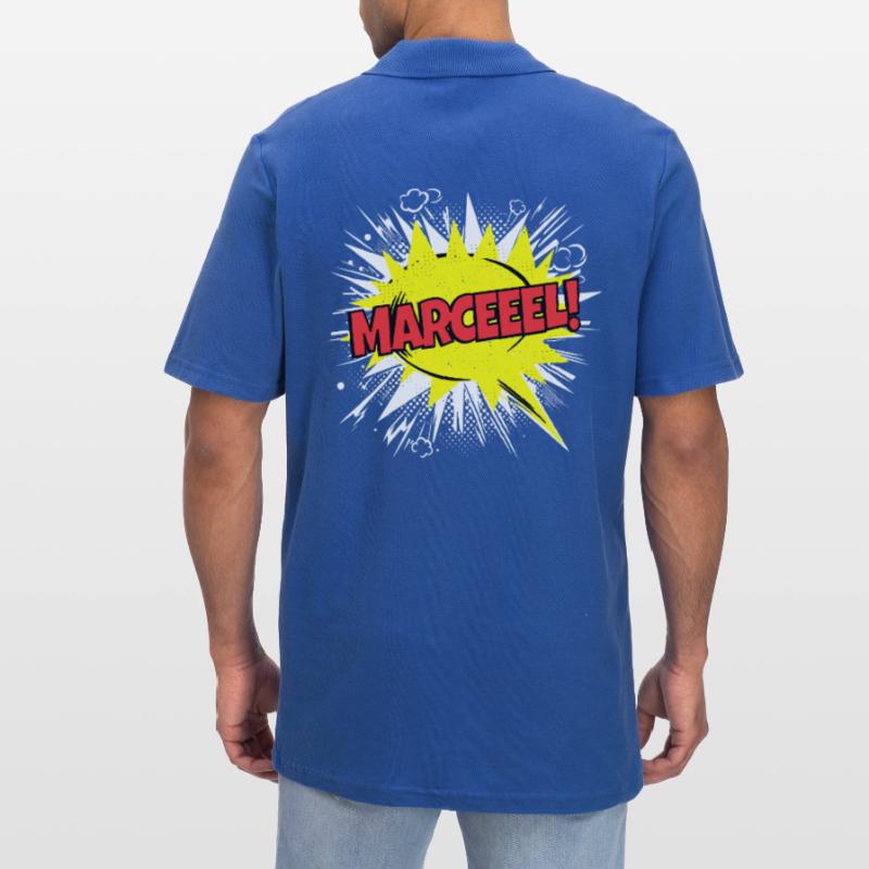 Marcel Name Funny Speech Bubble Marceeel! Men's Polo Shirt