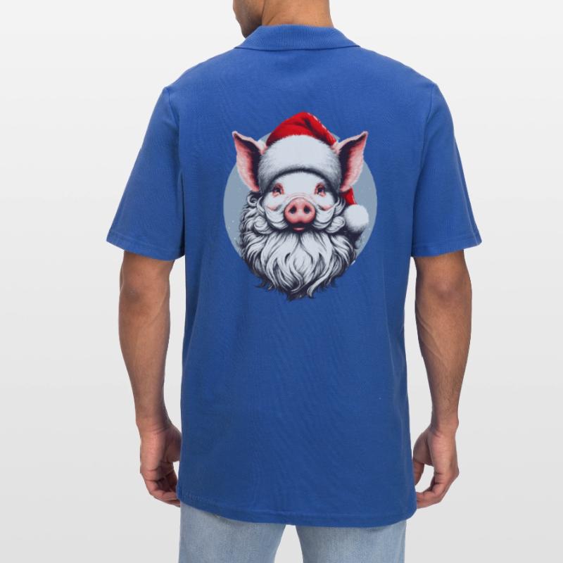 Conception de pull de Noël : Cochon comme Père Noël - Noël Polo Homme